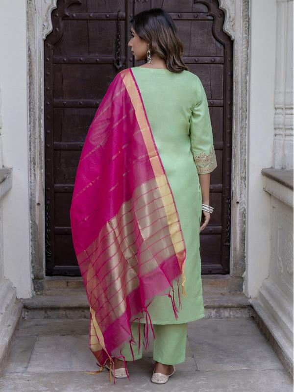 VP 9618M Kurta Set with Dupatta Foil Print Kurta Set for Women